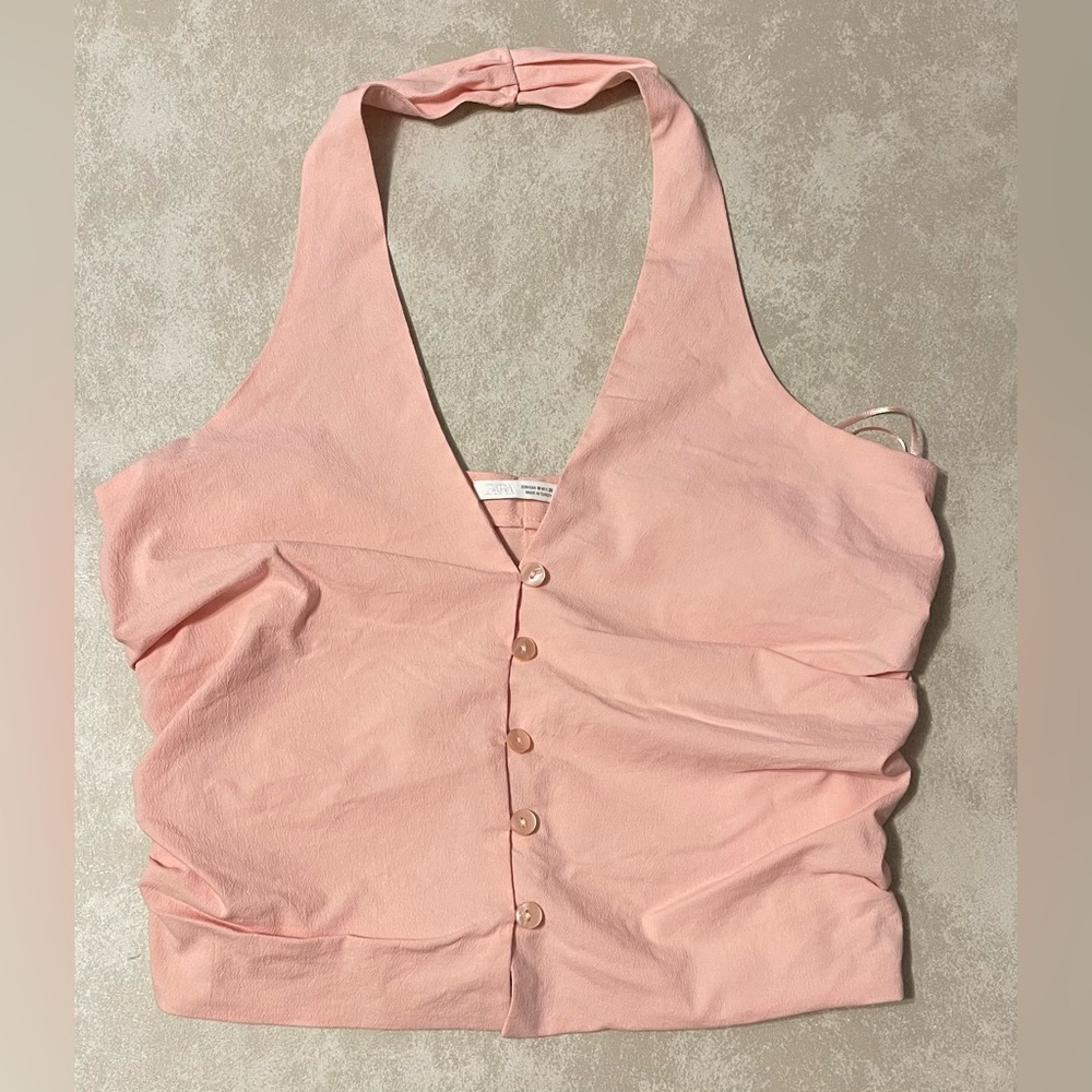 Zara TOP HALTER VEST WITH GATHERING